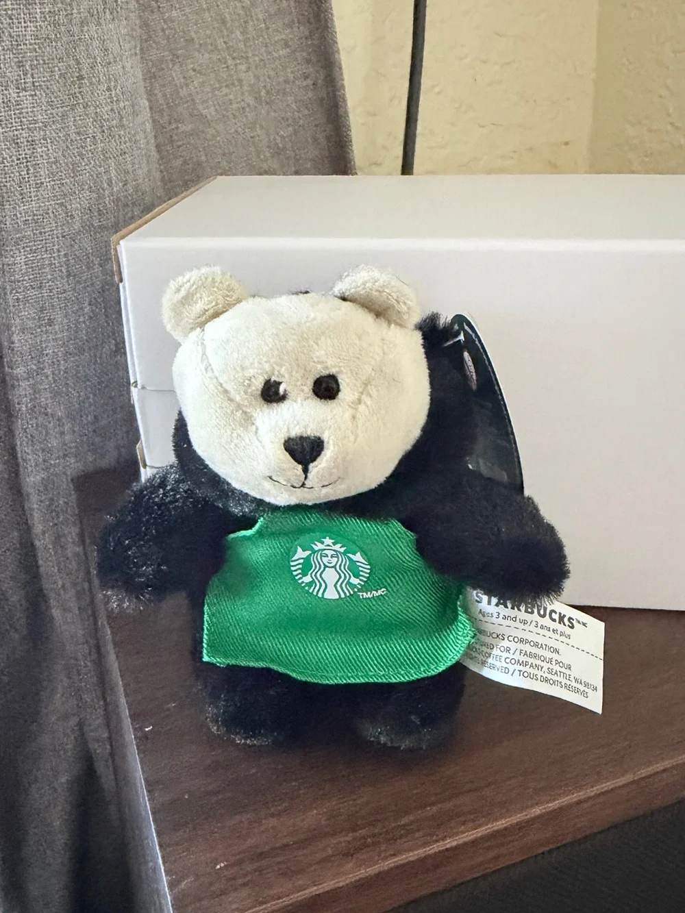 Starbucks Black Bear Plush Keychain with Green Apron